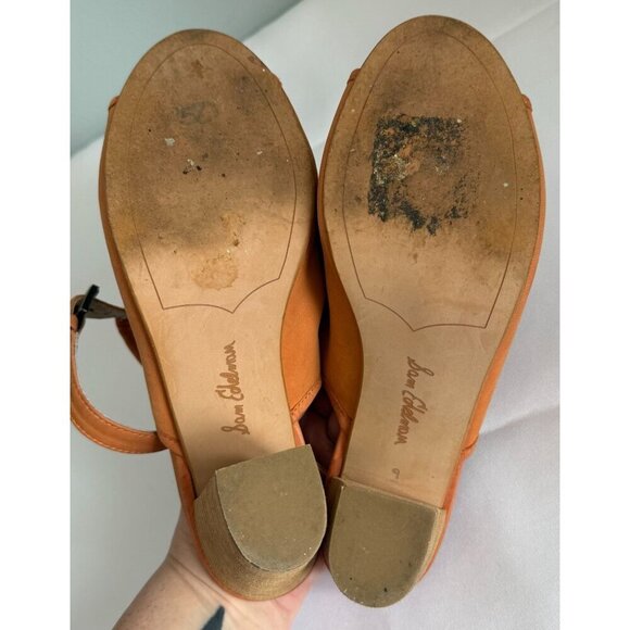 Sam Edelman Womens Holly Slingback Sandal Block Heel Ginger Real Leather Sz 9 US - Picture 12 of 13